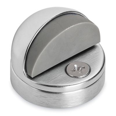 Door Stop Brushed Chrome Base Polished Half Moon Dome Gray Bumper