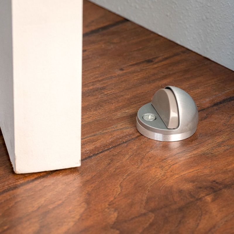 Door Stop Brushed Satin Chrome Zinc Alloy Half Moon Base Low Profile