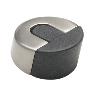 Door Stop Brushed Silver Semi Circular Profile Wrap Around Bumper
