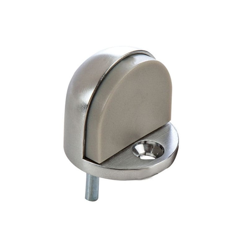 Door Stop Floor Mount Dome Profile Brushed Silver Gray Bumper