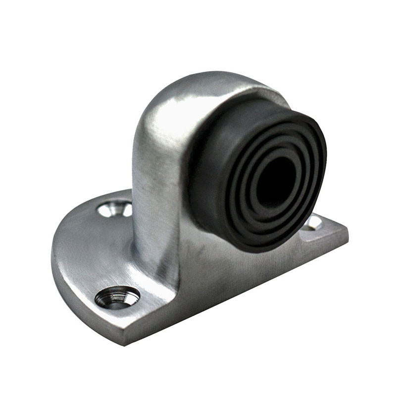 Door Stop Floor Mounted Brushed Metal Concentric Ring Rubber Bumper