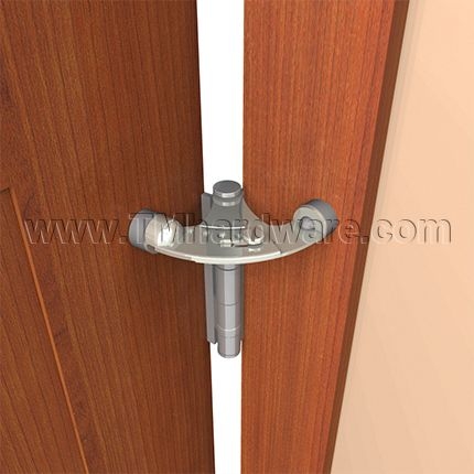 Door Stop Hinge, Silver Tone Heavy Duty Padded Bumpers