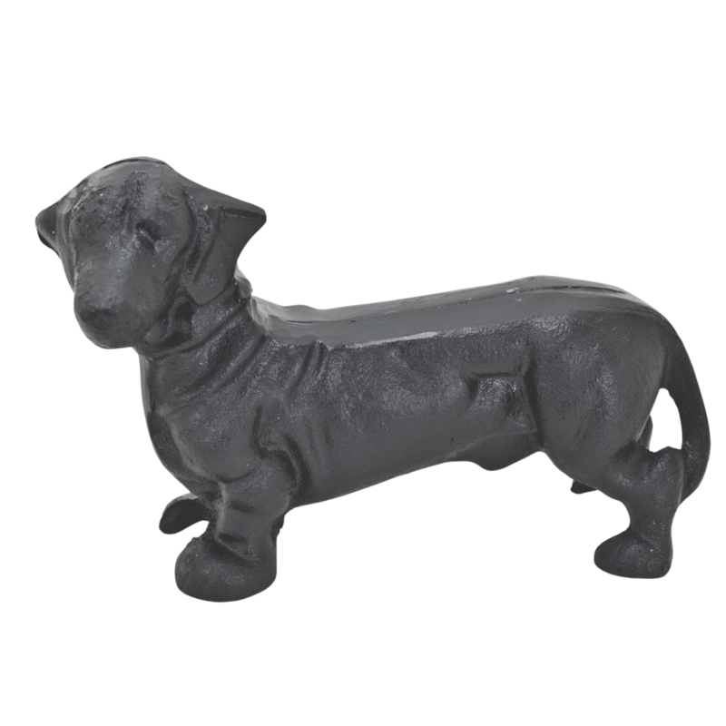 Door Stop in Matte Black Cast Iron with Collar Detail
