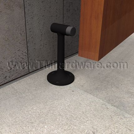 Door Stop Industrial Tall Post Matte Black Floor Mount Bumper