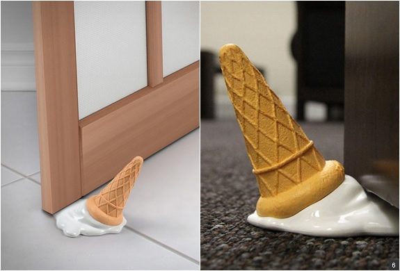 Door Stop Melted Ice Cream Puddle Waffle Texture Upright Cone