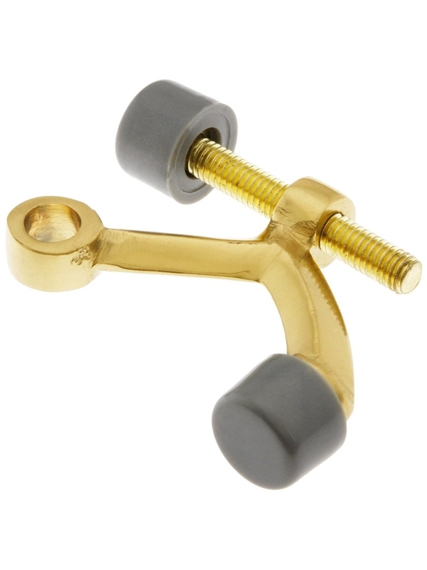Door Stop, Polished Brass Hinge Pin Traditional Threaded Adjustment
