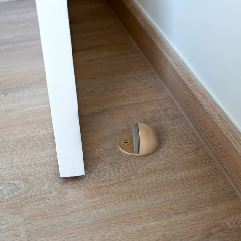 Door Stop Satin Brass Dome Floor Mount with Grey Protective Bumper
