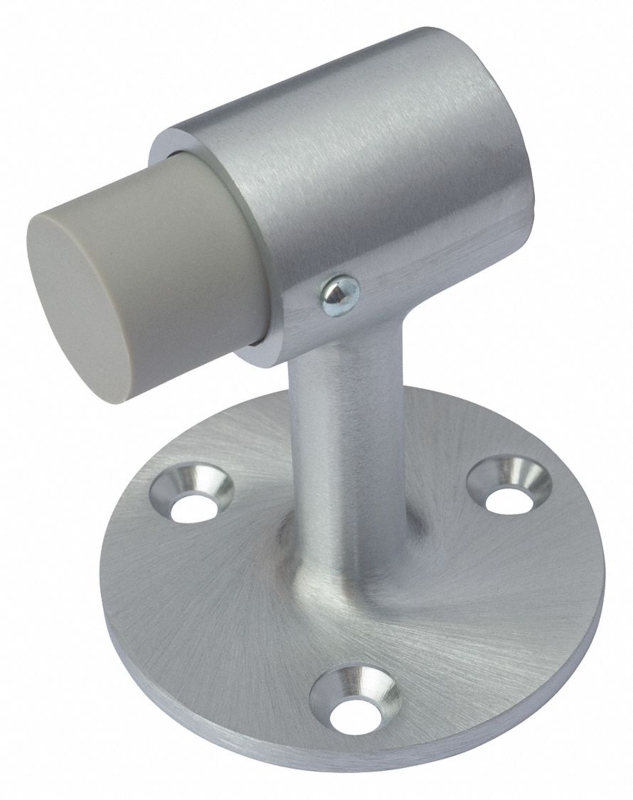 Door Stop Satin Chrome Radial Brushed Base Cylindrical Head Bumper