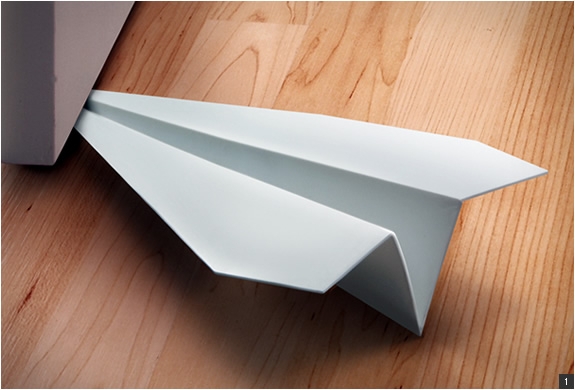 Door Wedge Paper Plane Shape Matte White Folded Aesthetic Geometric