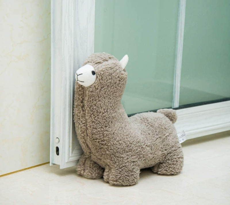Doorstop Alpaca Shape Sherpa Texture Weighted Bottom Animal Motif