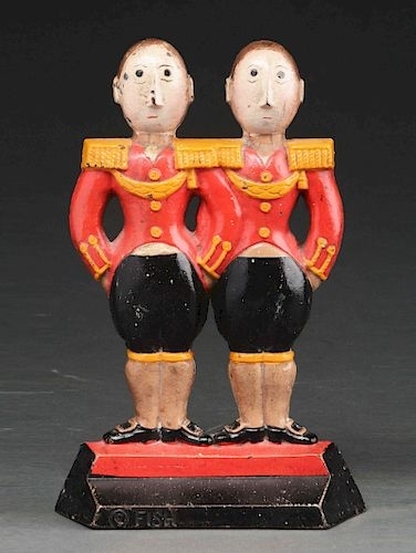 Doorstop Double Footmen Regimental Red Hand Painted Cast Iron