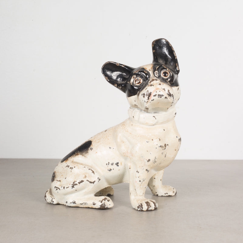 Doorstop French Bulldog Form Distressed Finish Molded Collar
