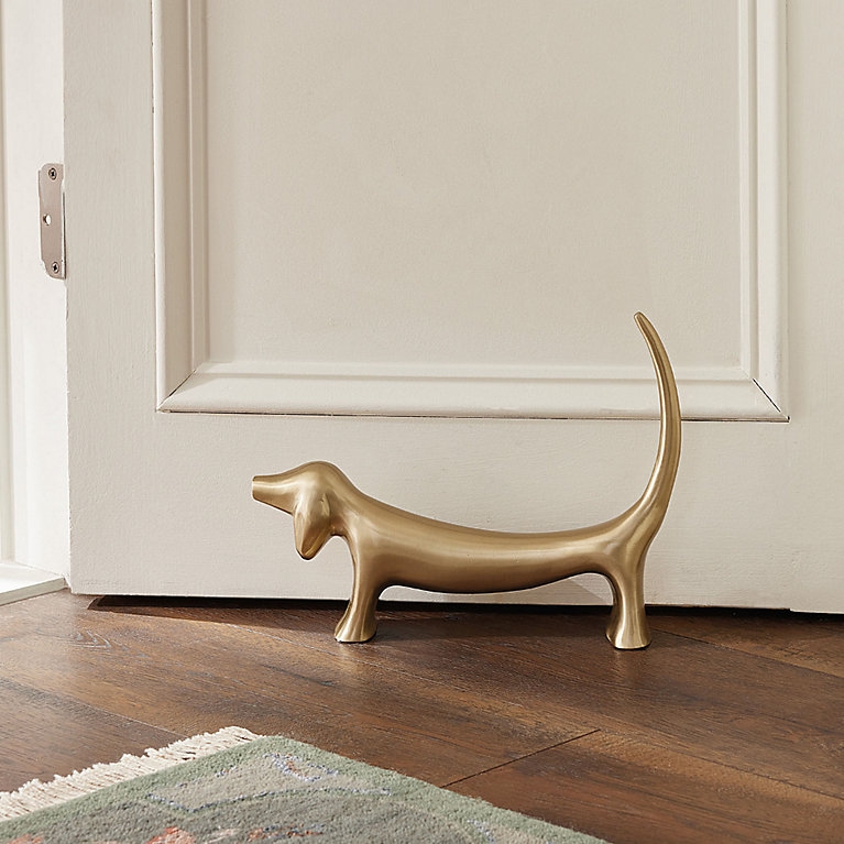 Doorstop in Brushed Gold Metal with Upright Tail Feature