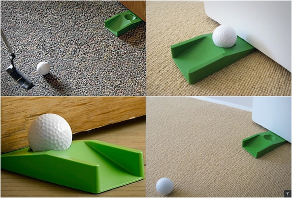 Doorstop Integrated Golf Hole Putting Ramp Grass Green Sporty Novelty