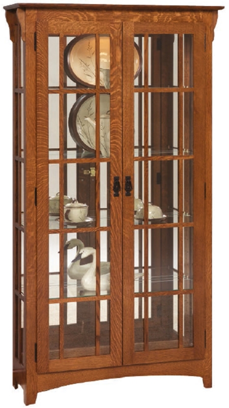 Double Door Mission Curio Cabinet featuring Grid Mullions