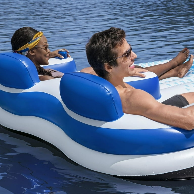 Double Pool Float Ergonomic Curves Inflata-Shield Indigo Wave Lounger