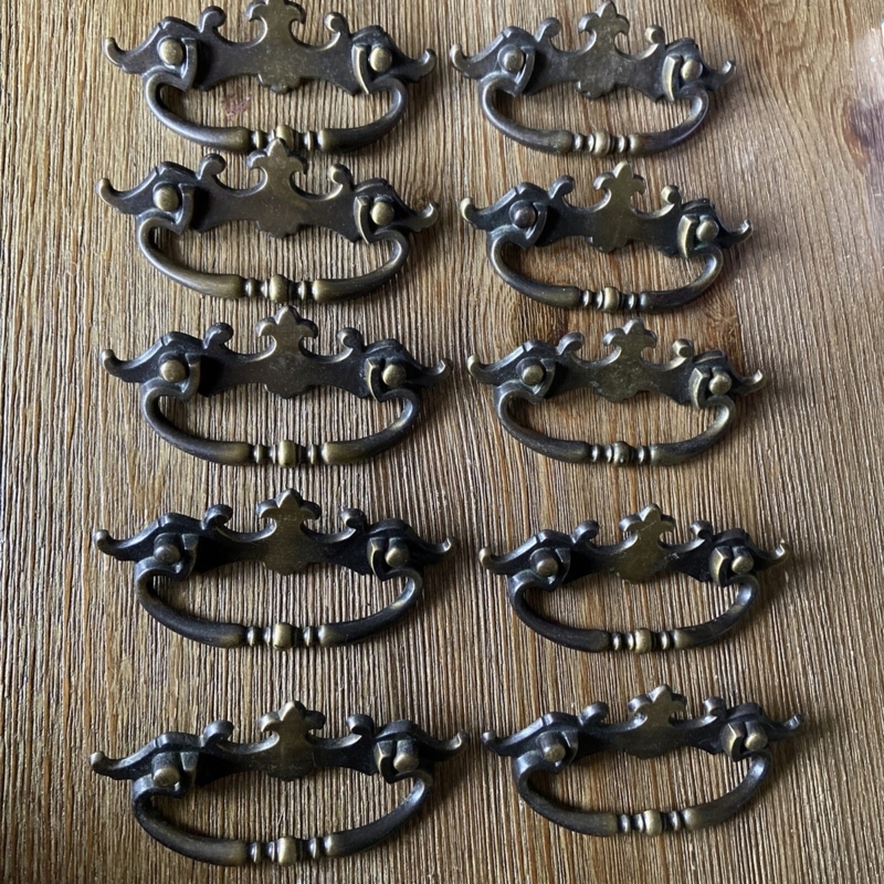 Drawer Pulls Batwing Backplate Set Antique Brass