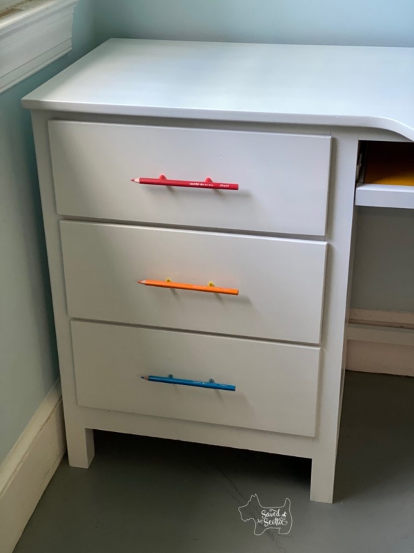 Drawer Unit White with Whimsical Pencil Handles