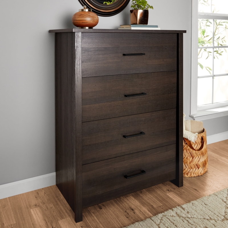 Dresser Four Drawer Stack Contemporary Wood Grain Finish