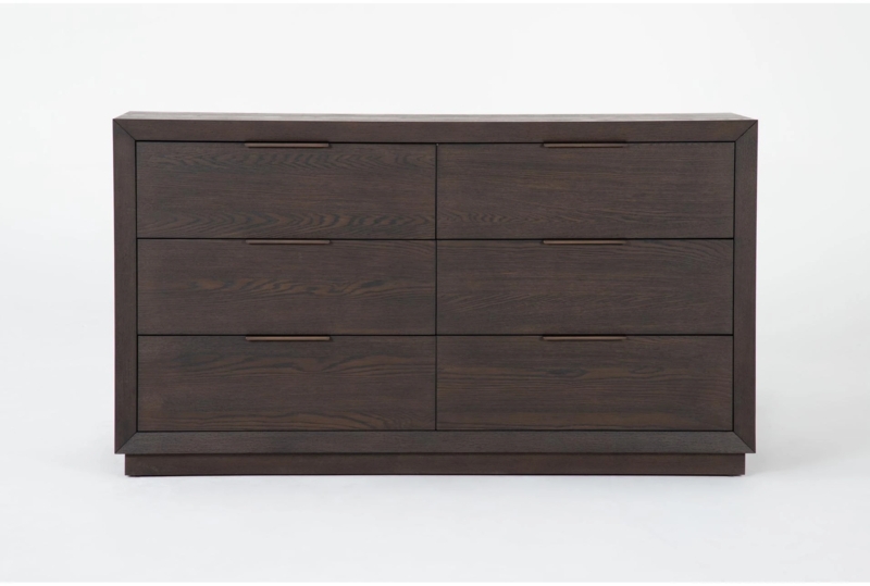 Dresser Mitered Frame Flush Front Drawers Minimalist Dark Finish