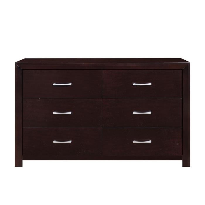 Dresser Silver Bar Pulls Mitered Frame Contemporary Dark Wood