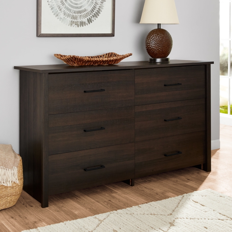 Dresser with Black Bar Pulls Modern Minimalist Storage