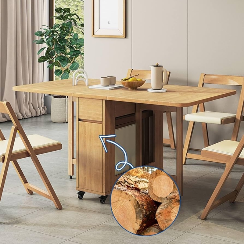 Drop Leaf Dining Table Mobile Design Integrated Storage Light Oak