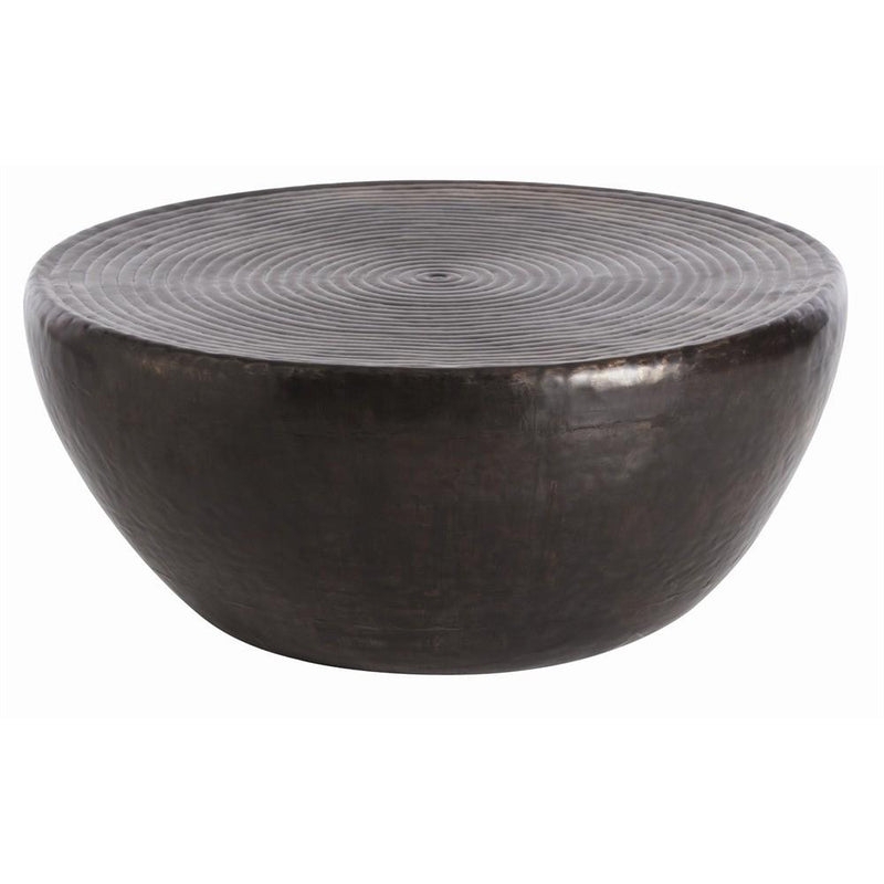 Drum Coffee Table Dark Bronze Concentric Circles Bowl Shape Zen