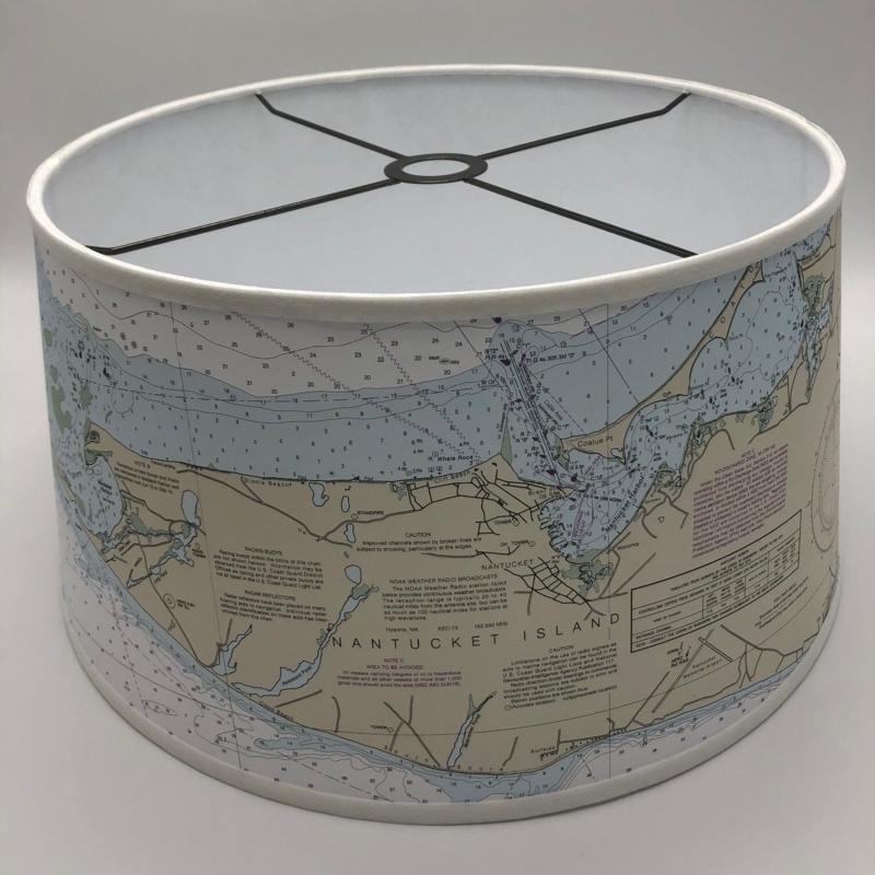 Drum Lampshade Nantucket Island Chart Nautical Spider Fitter Coastal