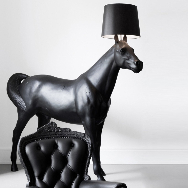 Eccentric Modern Floor Lamp: Life Sized Monochromatic Animal Motif Base