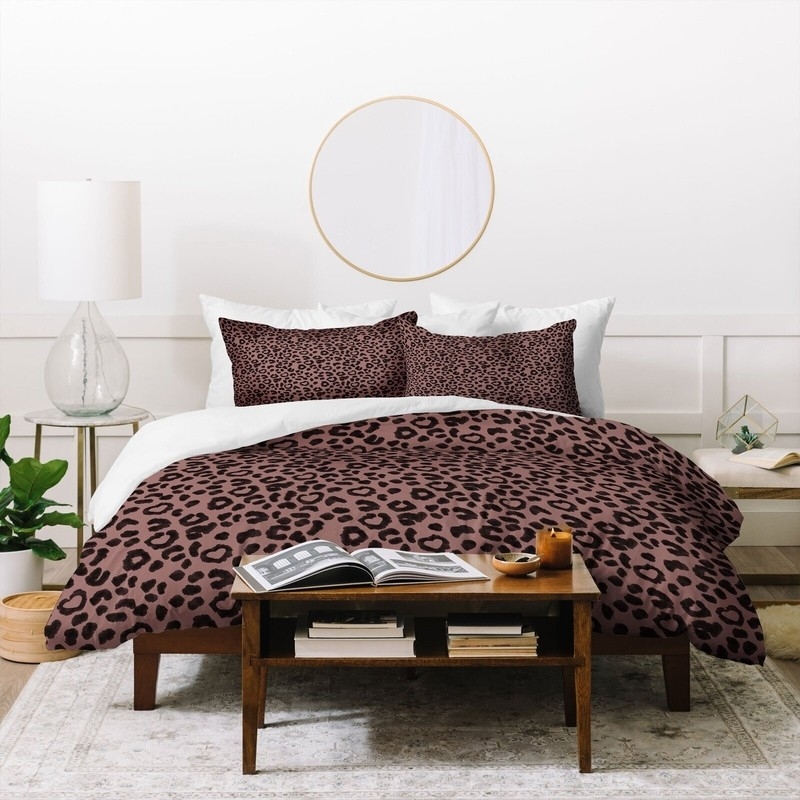 Eclectic Chic Comforter Set featuring Mauve Large Leopard Print