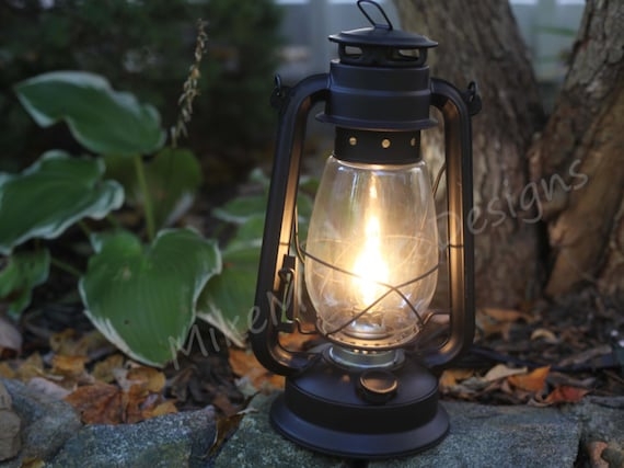 Electric Lantern Lamp Matte Black with Arched Top Handle