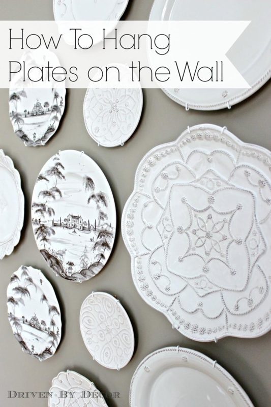 Embossed Plate Display with Landscape Sketches and Wire Plate Hangers