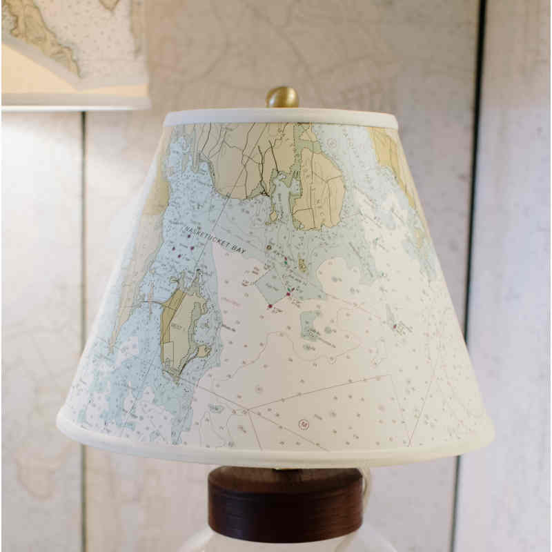 Empire Lampshade Nasketucket Bay Map Nautical Ball Finial Coastal