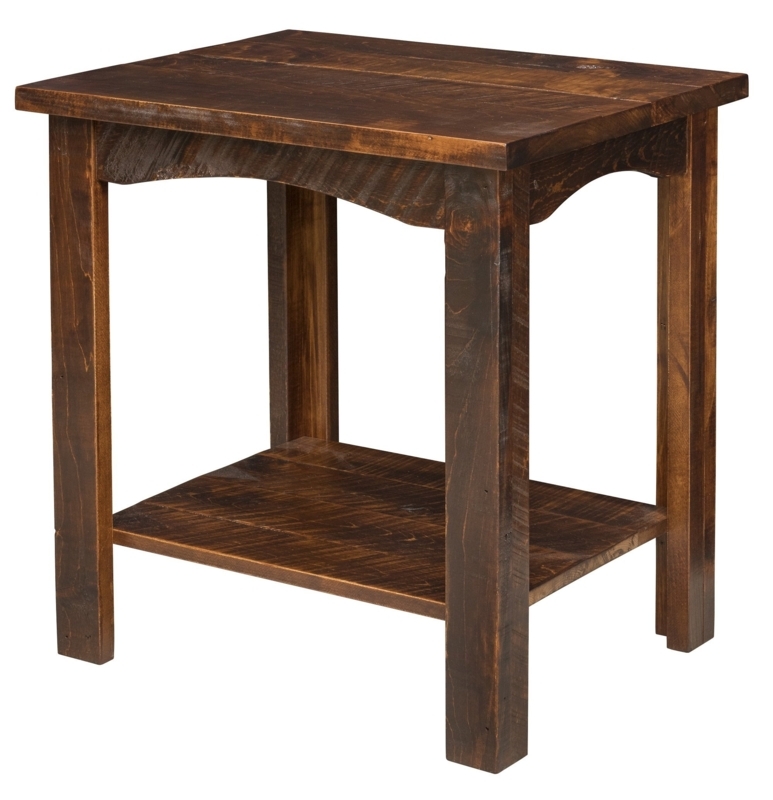 End Table Rough Sawn Finish, Rustic Farmhouse Style Shelf