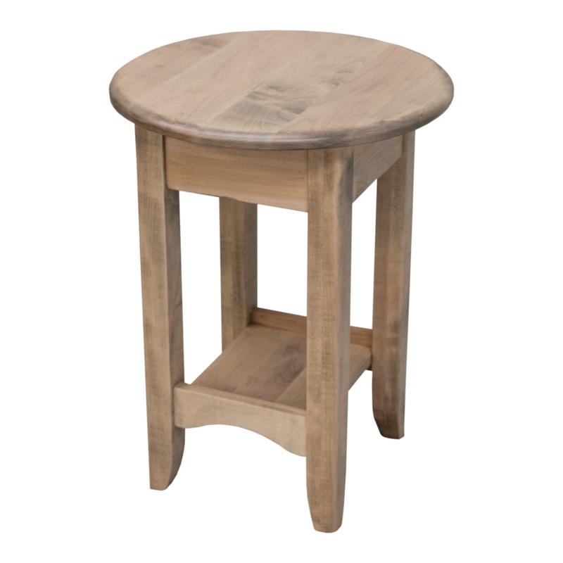 End Table Round Open Shelf in Blissful Sand Finish, Amish Style