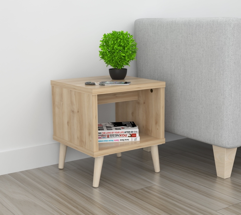 End Table Scandinavian Maple with Cable Management Hole