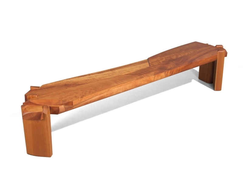 Entryway Bench Sculptural Slab Design with Faceted Edges