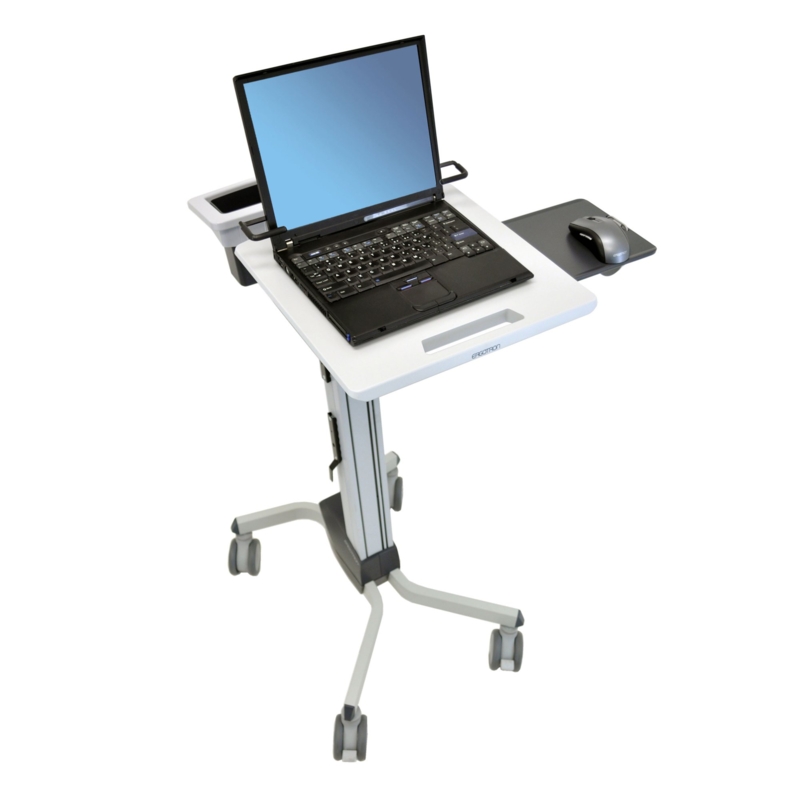 Ergonomic Laptop Cart Integrated Handle Mouse Tray Storage Bin