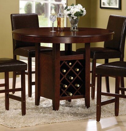 Espresso Counter Height Set with Diamond Grid Base and Round Top