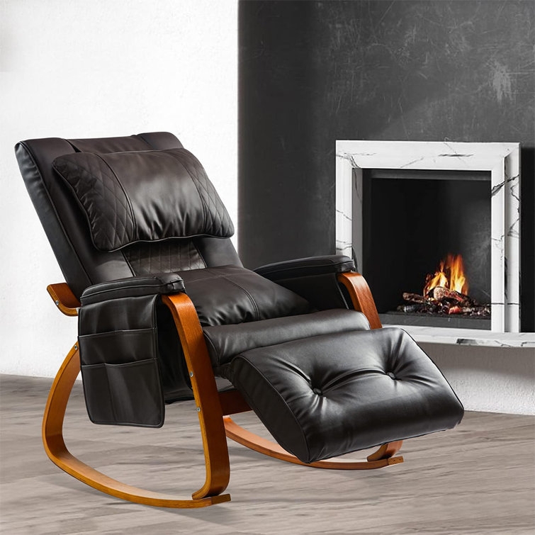 Espresso Rocking Recliner with Bentwood Frame and Adjustable Footrest