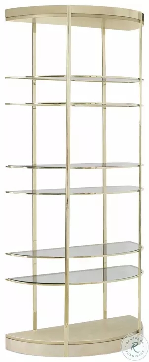 Etagere: Polished Gold Half Moon Shape Glamorous Display Shelving