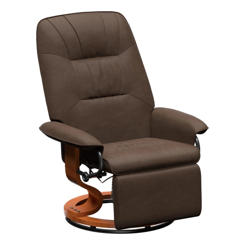 Euro Chair Recliner Chocolate Brown C-Frame Base Footrest