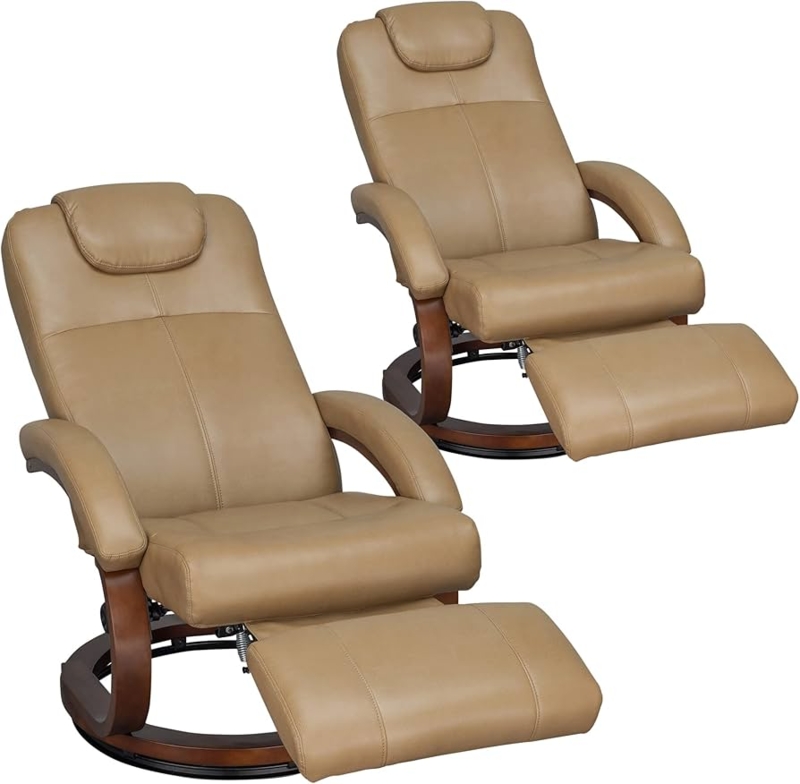 Euro Style Recliner Toffee Brown Integrated Footrest Base