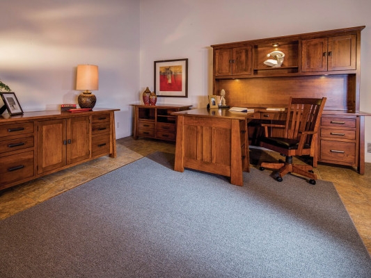 Executive Desk Featuring Desk Hutch and Integrated Task Lighting