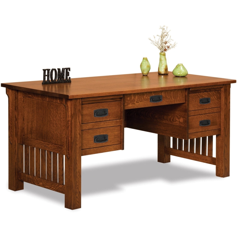 Executive Desk Featuring Slatted Sides and Cup Pull Handles