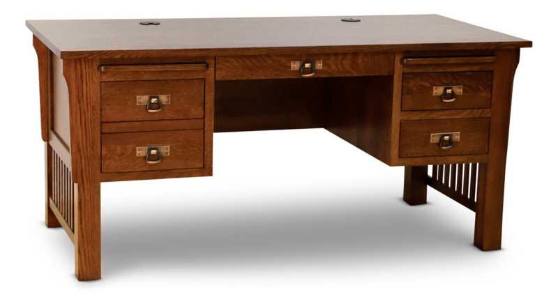 Executive Desk with Cable Grommets and Slatted Side Panels