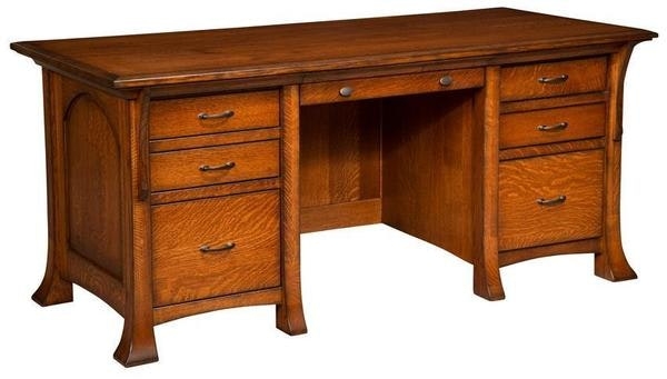 Executive Desk with Flared Legs and Inset Side Panels