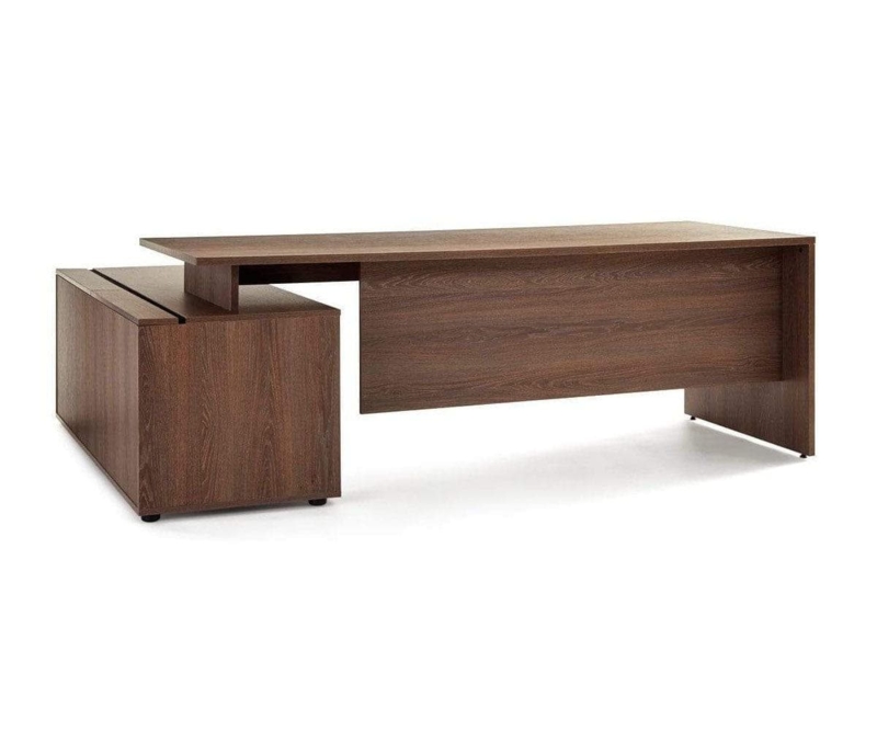 Executive Desk with Slab Legs, Minimalist Design, and L-Shaped Return