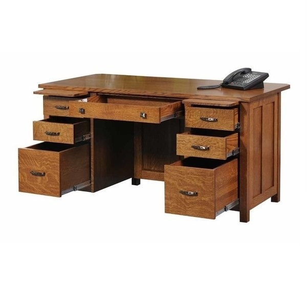 Executive Desk with Slatted Sides and Pull-Out Writing Boards